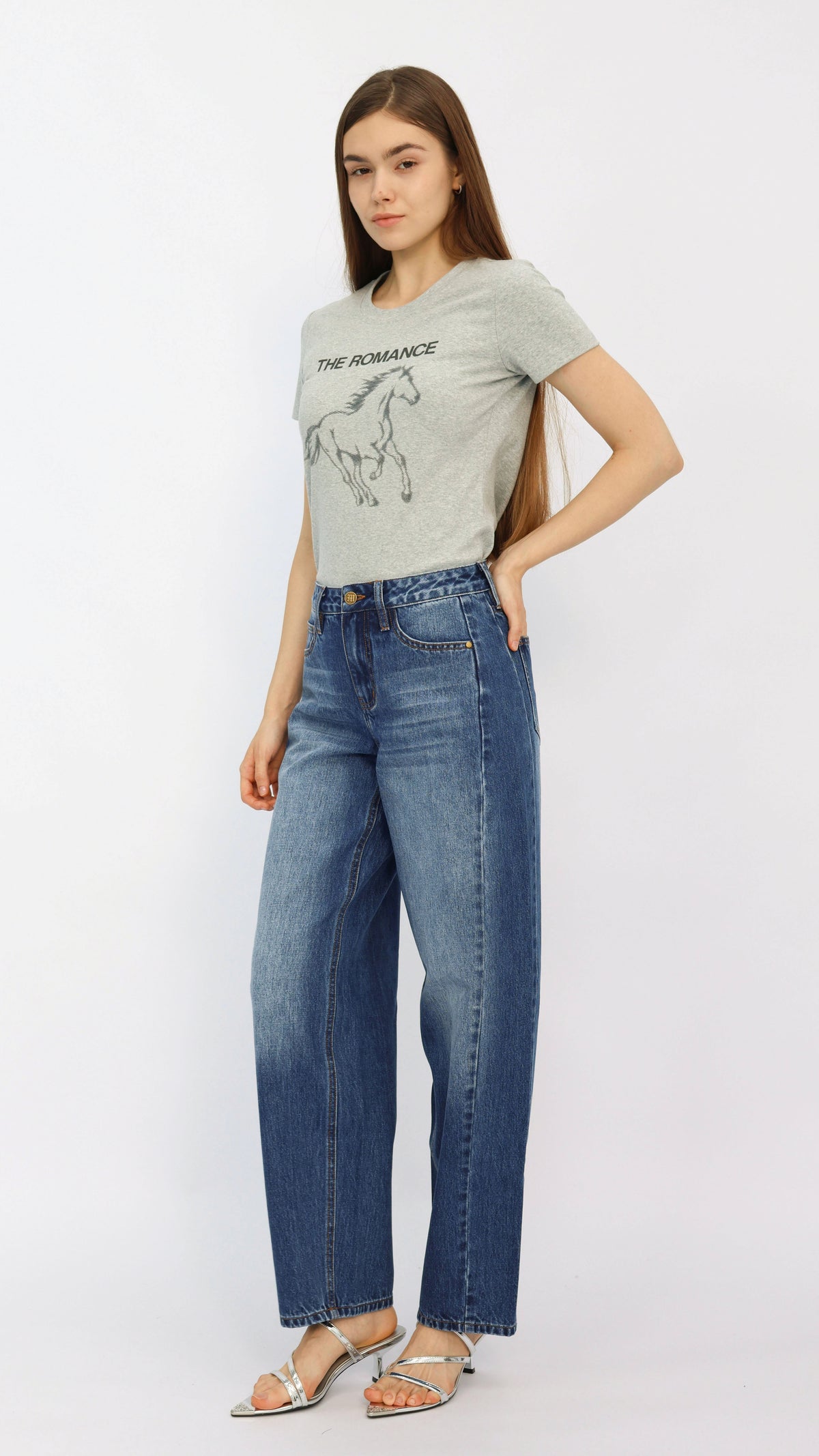 Dark Wash High Waisted Barrel Jeans