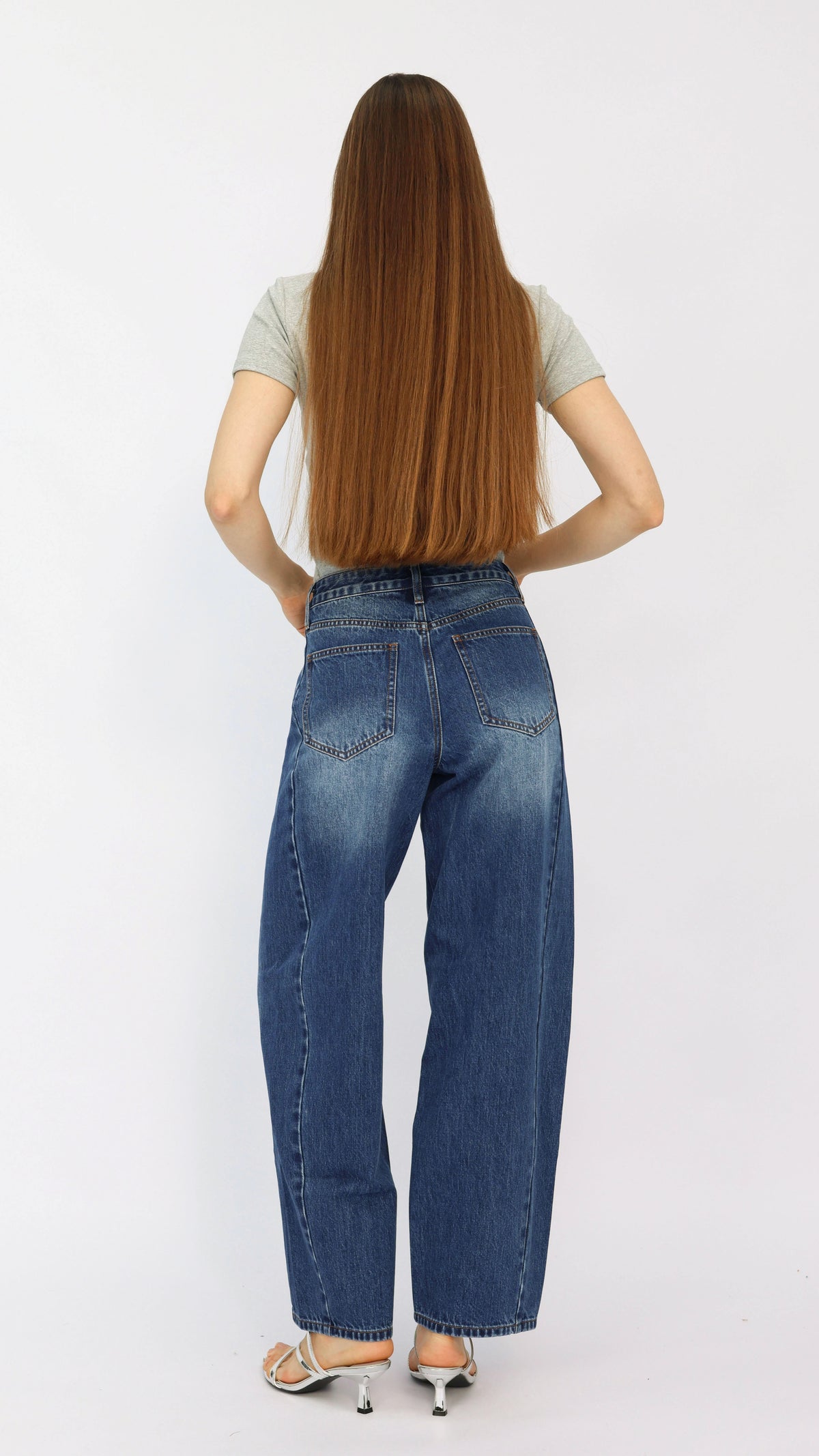 Dark Wash High Waisted Barrel Jeans