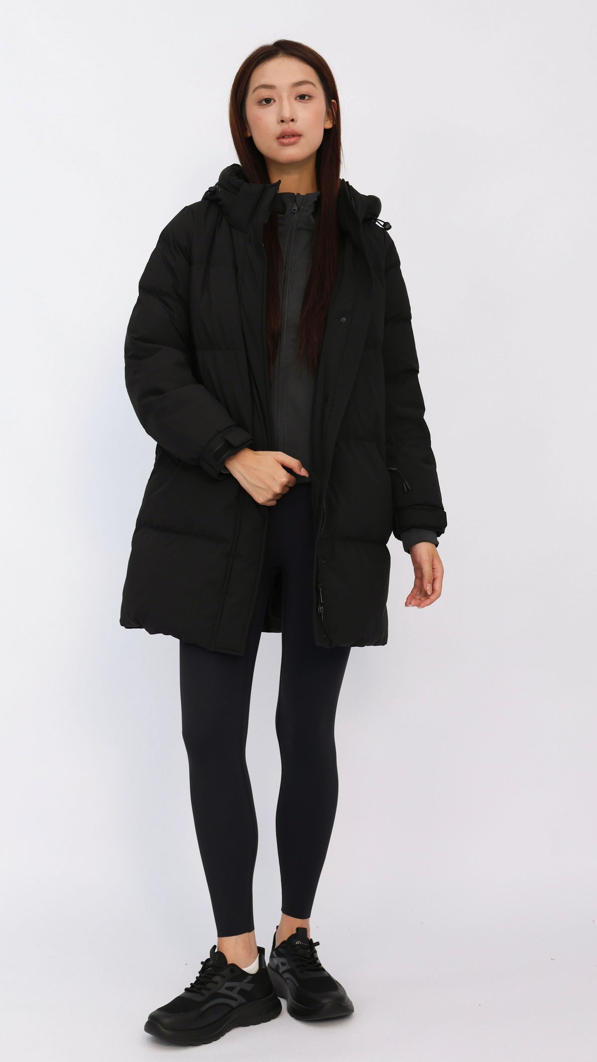 Teagan Black Mid Length Down Jacket