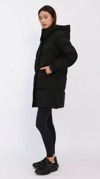 Teagan Black Mid Length Down Jacket