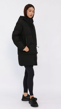 Teagan Black Mid Length Down Jacket
