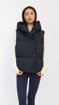 Navy Oversized Hooded Down Vest