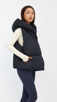 Navy Oversized Hooded Down Vest