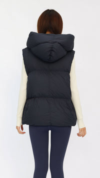 Navy Oversized Hooded Down Vest
