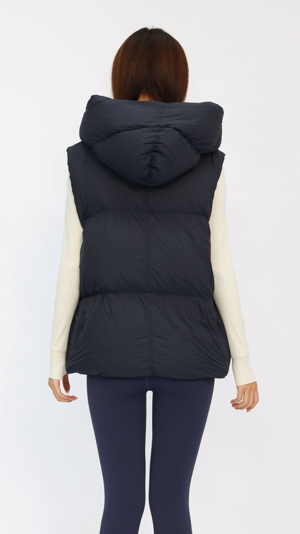 Navy Oversized Hooded Down Vest