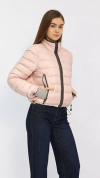 Baby Pink Contrast Cropped Down Jacket