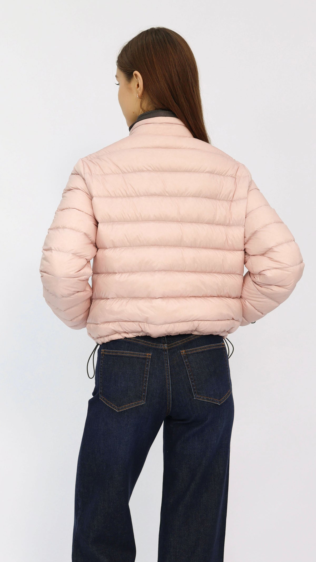 Baby Pink Contrast Cropped Down Jacket