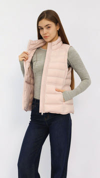 Gaia Pink Fitted Waist Down Vest