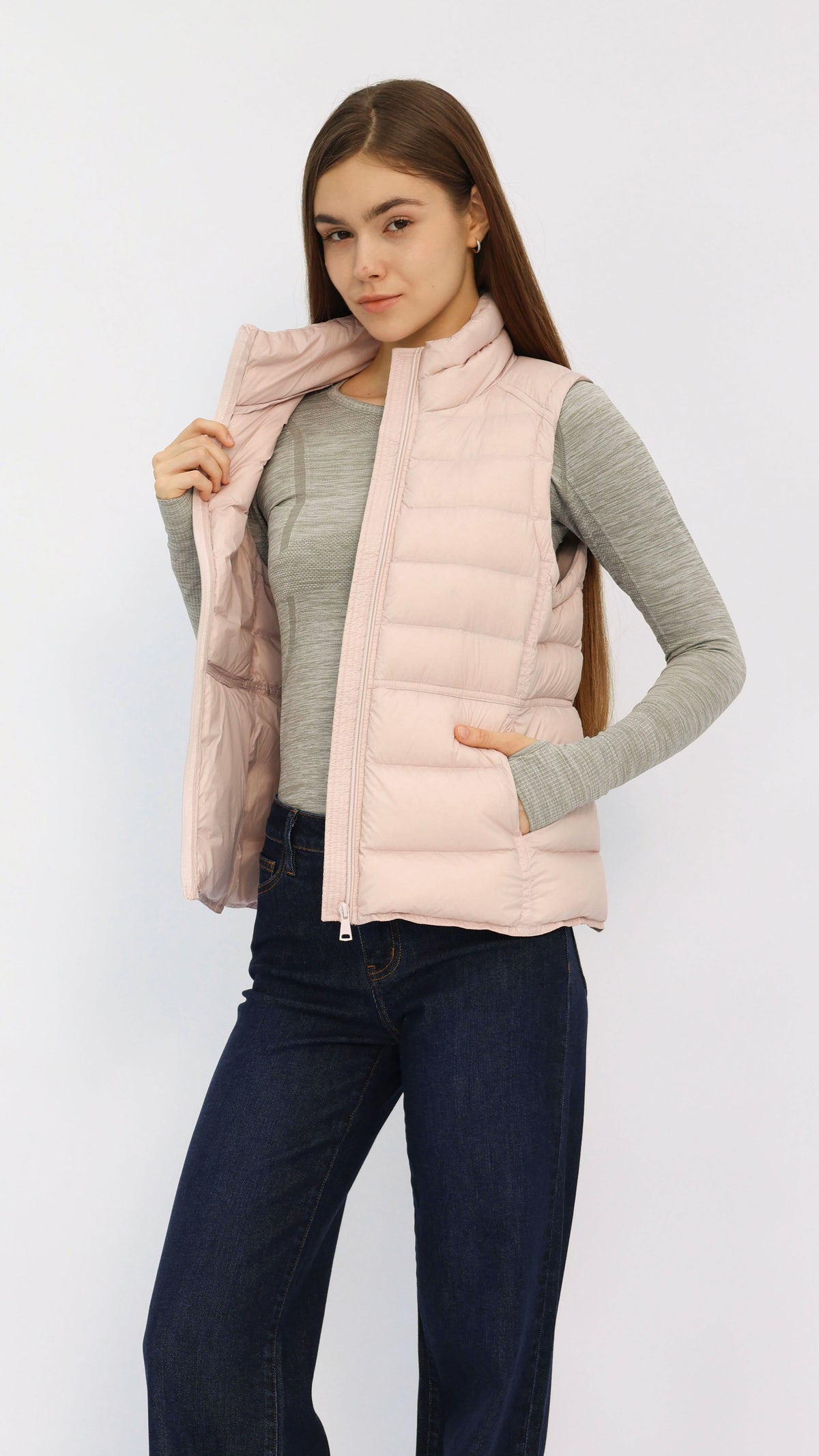 Gaia Pink Fitted Waist Down Vest