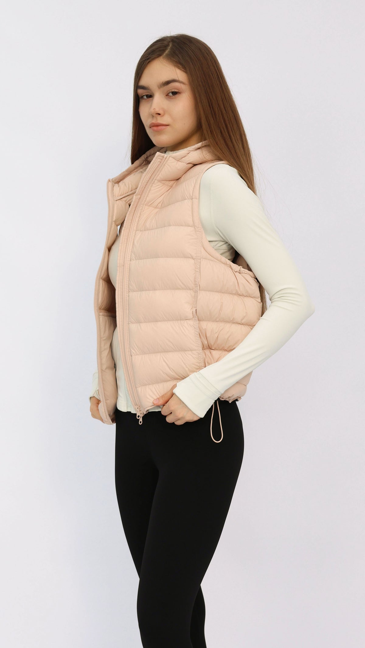 Blush Hooded Cropped Down Vest