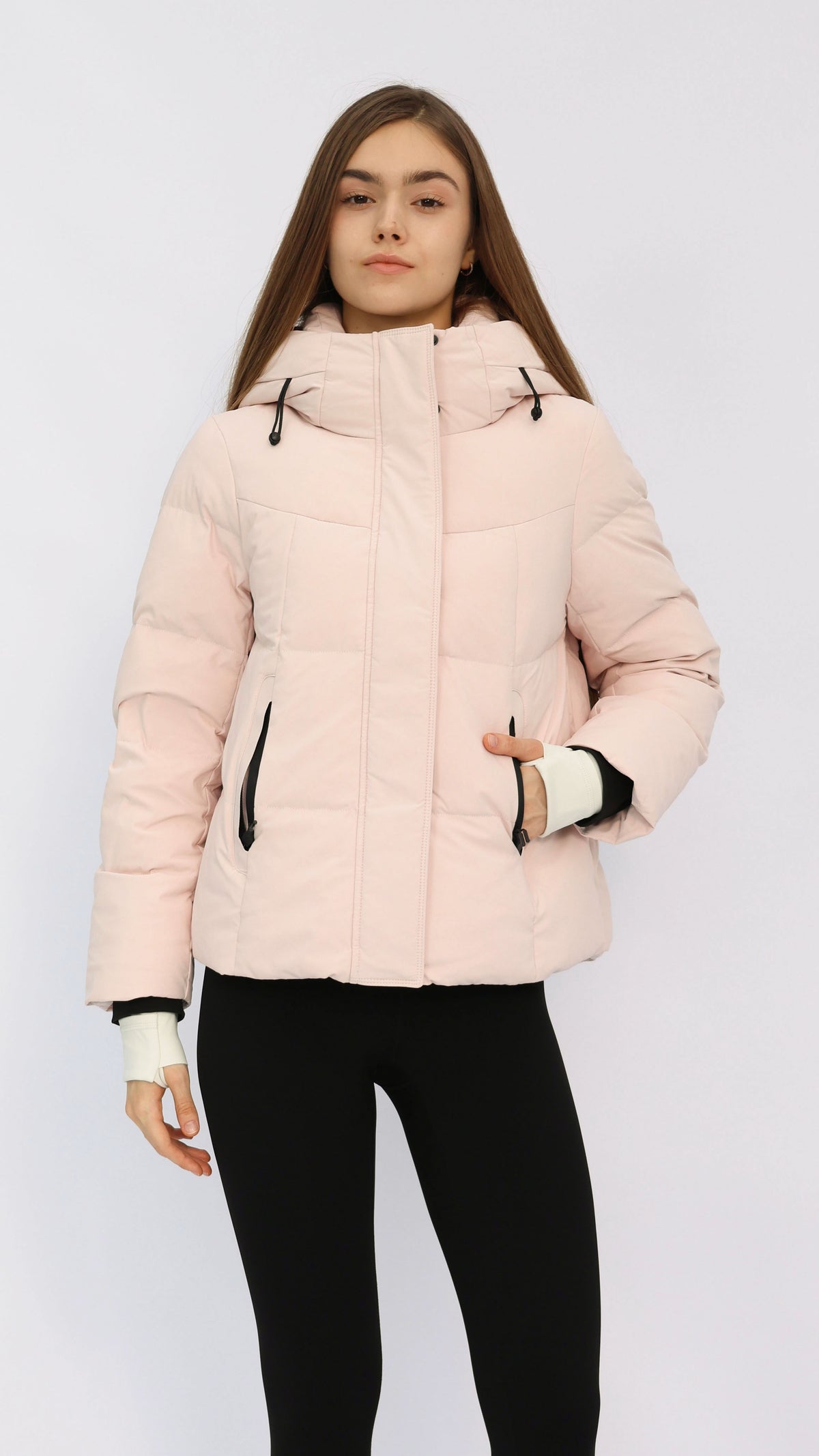 Carly Pink Drawstring Hood Puffer Jacket