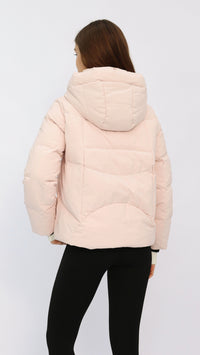Carly Pink Drawstring Hood Puffer Jacket