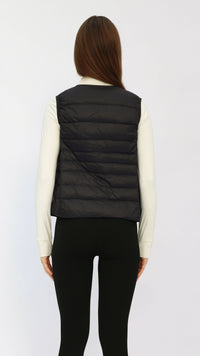 Black Cropped Round‑Neck Duck‑Down Vest