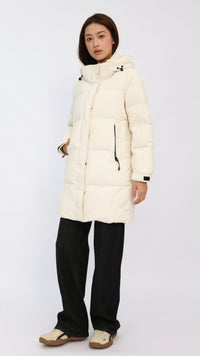 Teagan Cream Mid Length Down Jacket