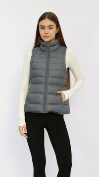 Gaia Grey Fitted Waist Down Vest