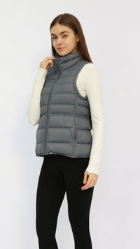 Gaia Grey Fitted Waist Down Vest