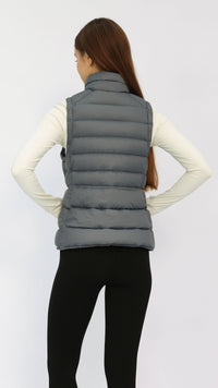 Gaia Grey Fitted Waist Down Vest