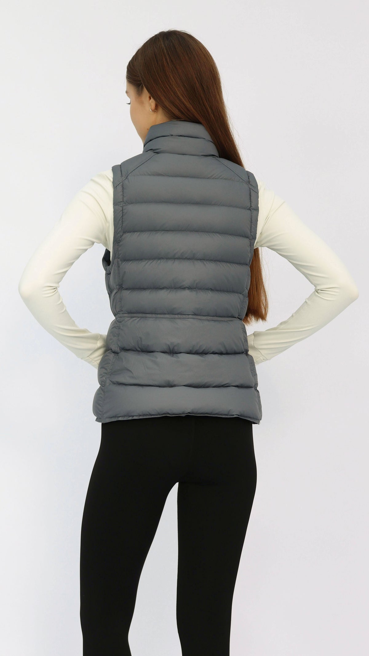 Gaia Grey Fitted Waist Down Vest