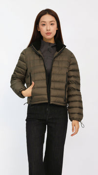 Olive Contrast Cropped Down Jacket