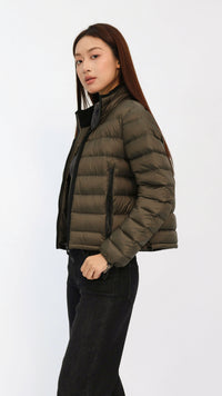Olive Contrast Cropped Down Jacket