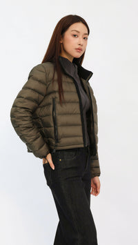 Olive Contrast Cropped Down Jacket