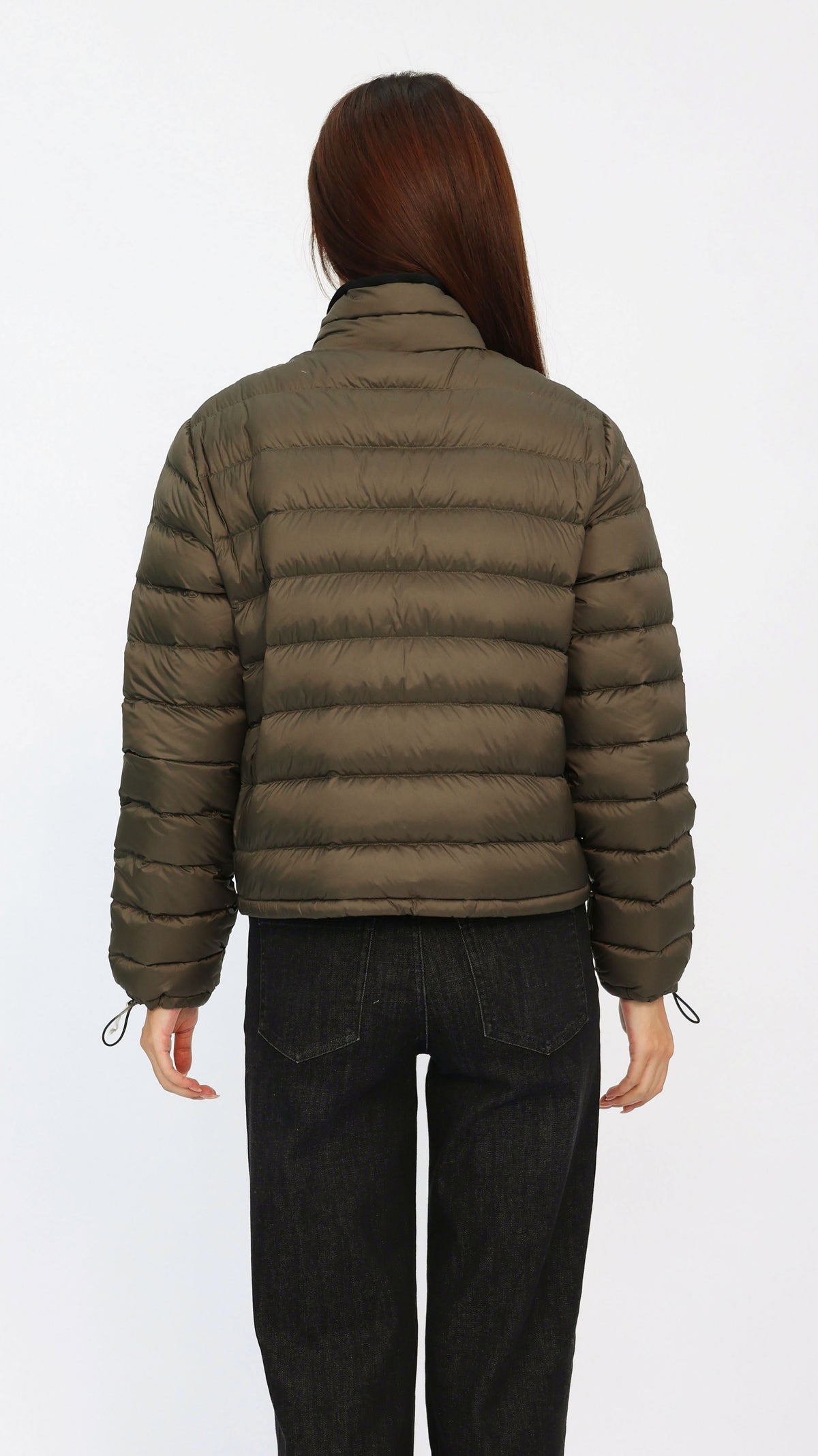 Olive Contrast Cropped Down Jacket