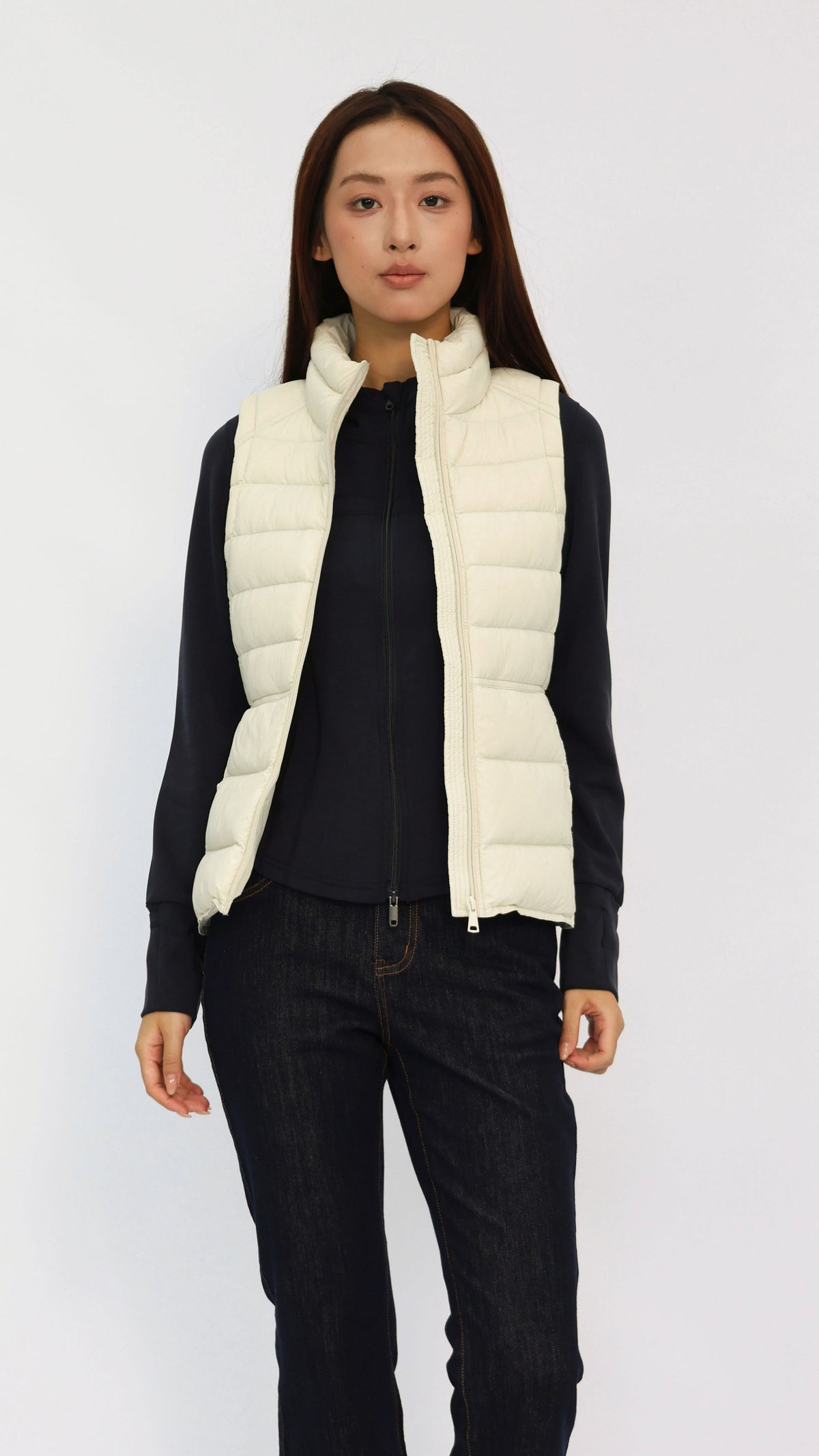 Gaia Cream Fitted Waist Down Vest