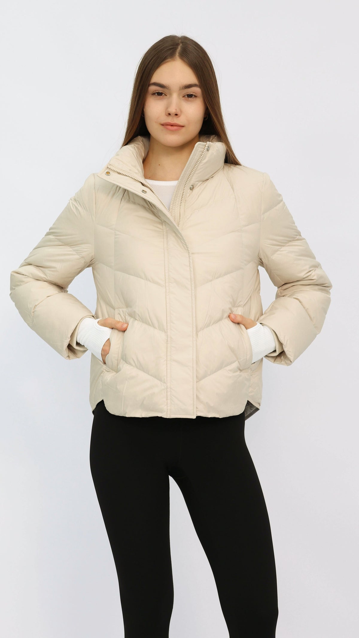 Tate Cream Quilted Puffer Jacket