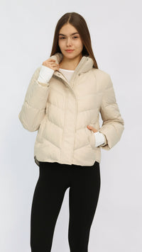 Tate Cream Quilted Puffer Jacket