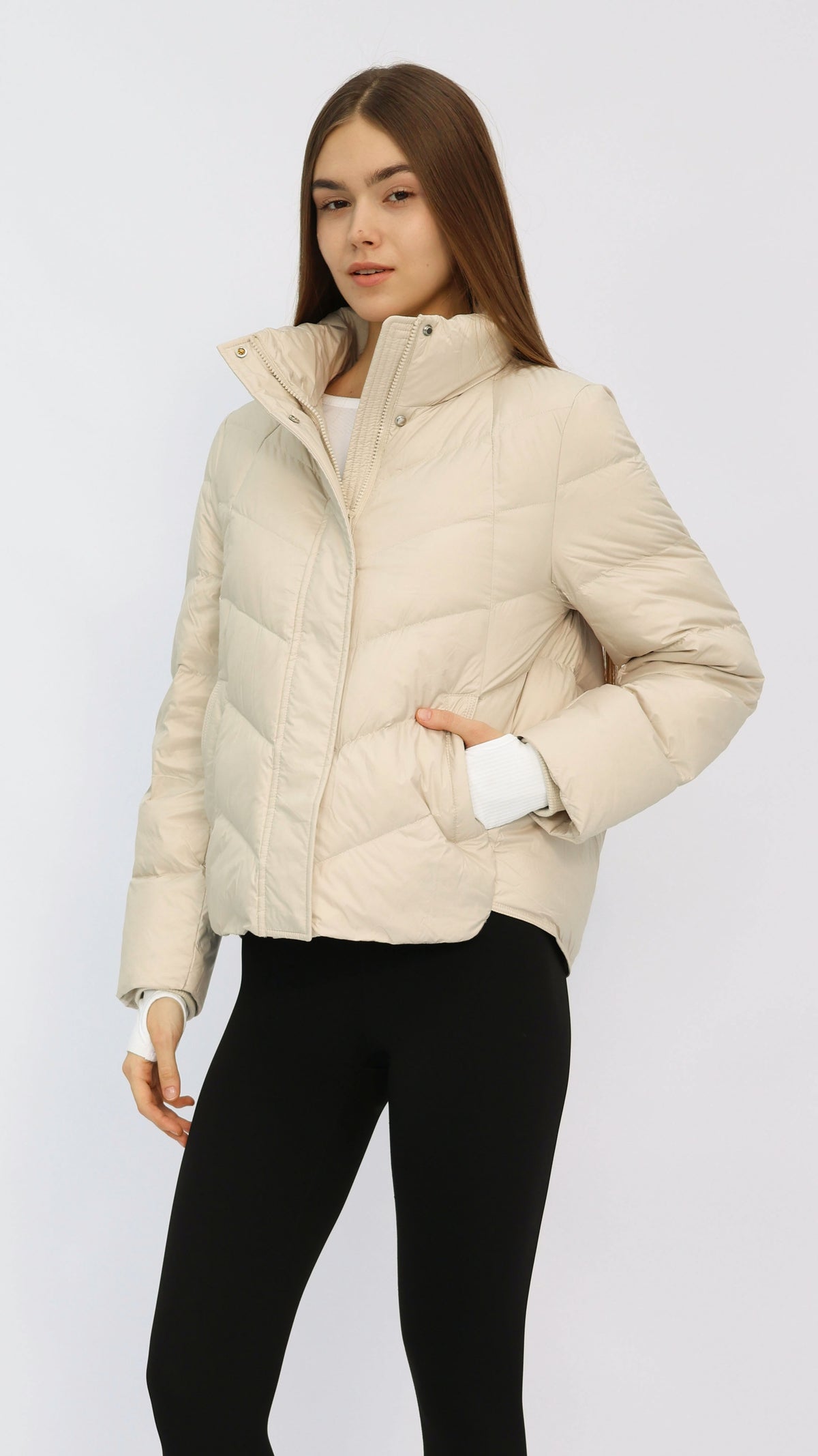 Tate Cream Quilted Puffer Jacket
