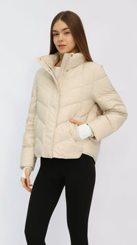 Tate Cream Quilted Puffer Jacket