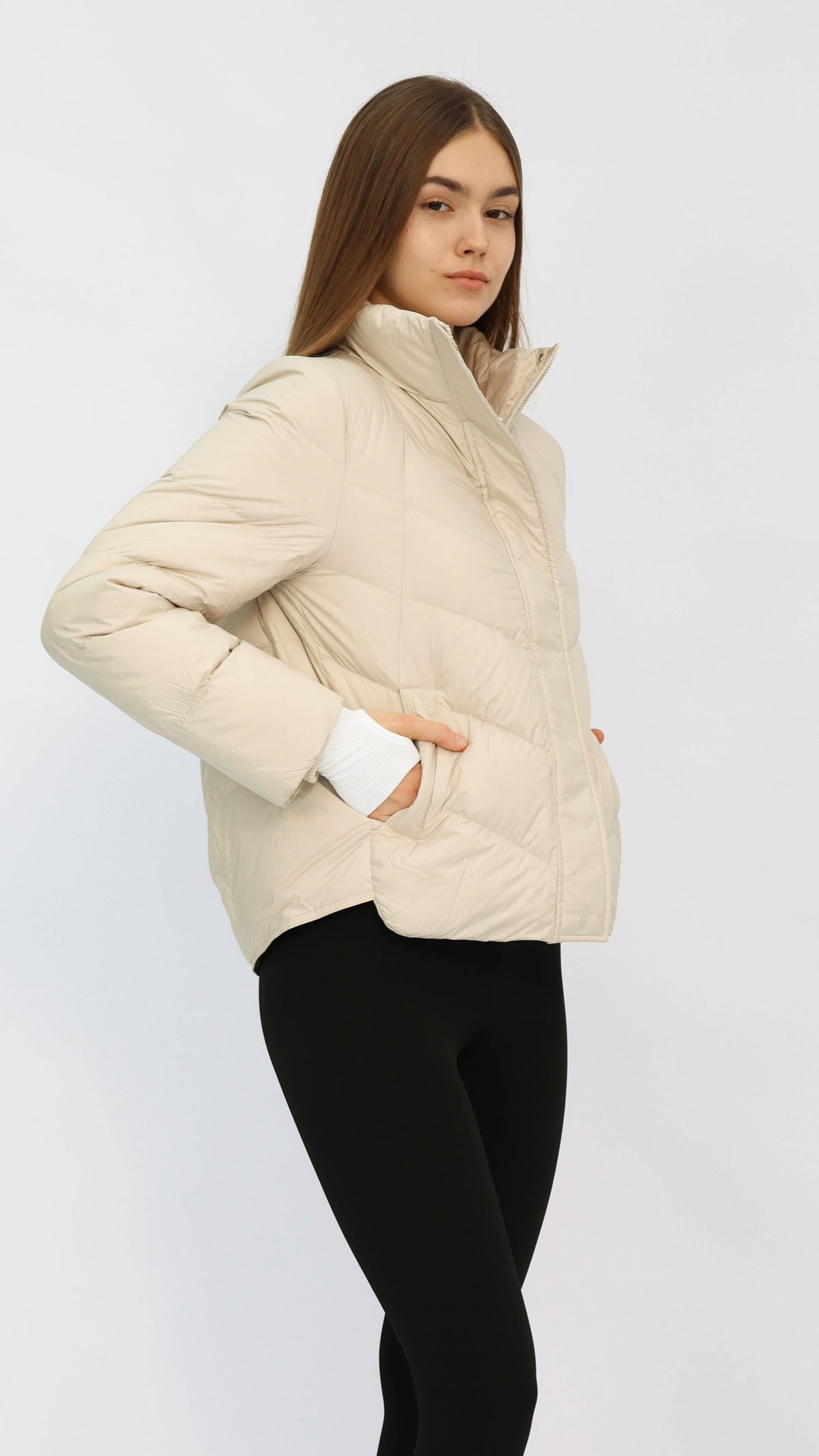 Tate Cream Quilted Puffer Jacket