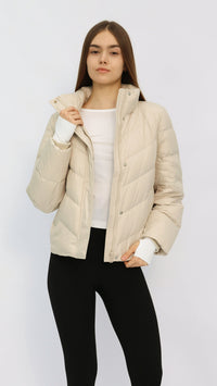Tate Cream Quilted Puffer Jacket