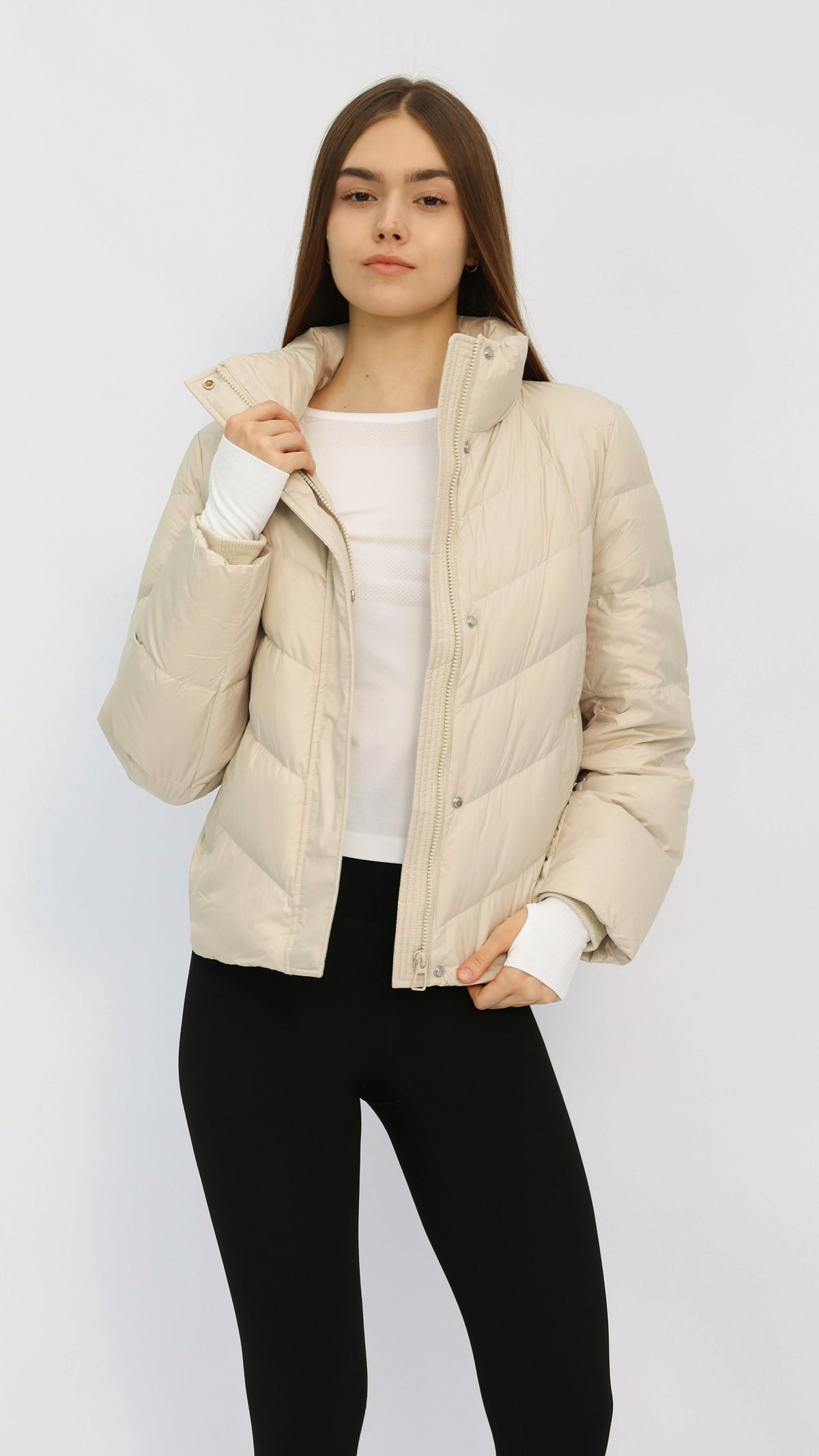 Tate Cream Quilted Puffer Jacket