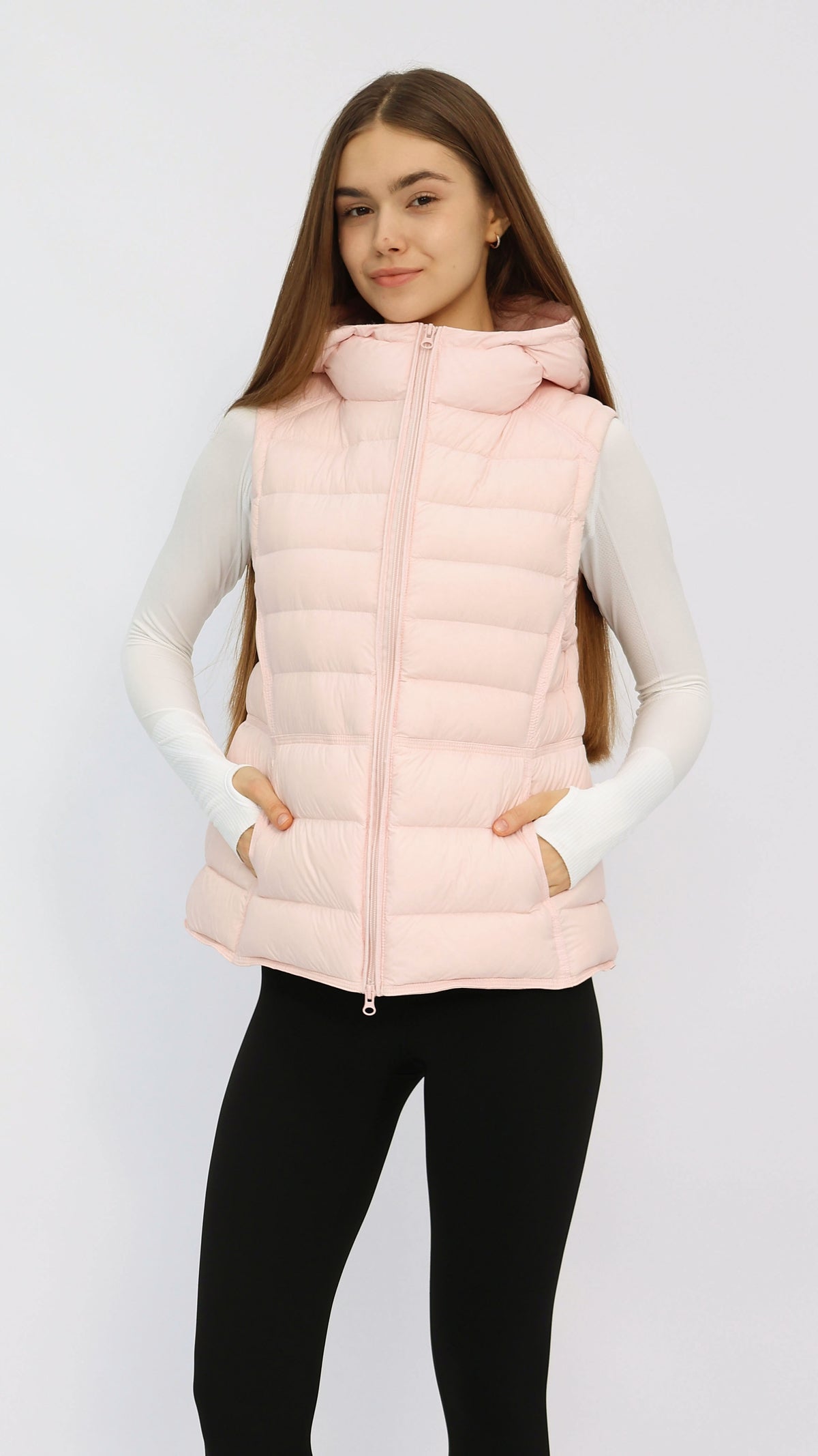 Light Pink Hooded Down Vest