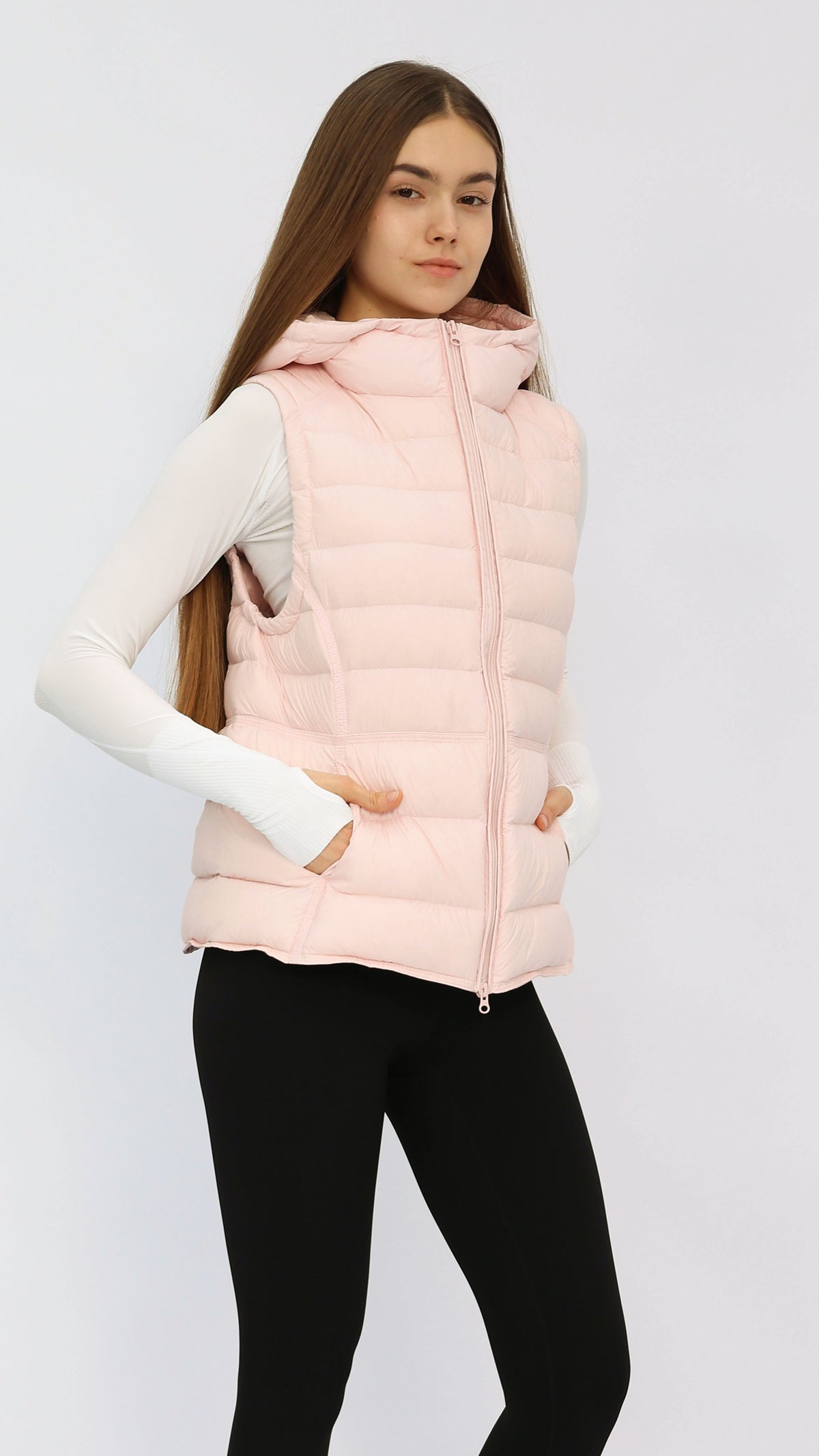 Light Pink Hooded Down Vest