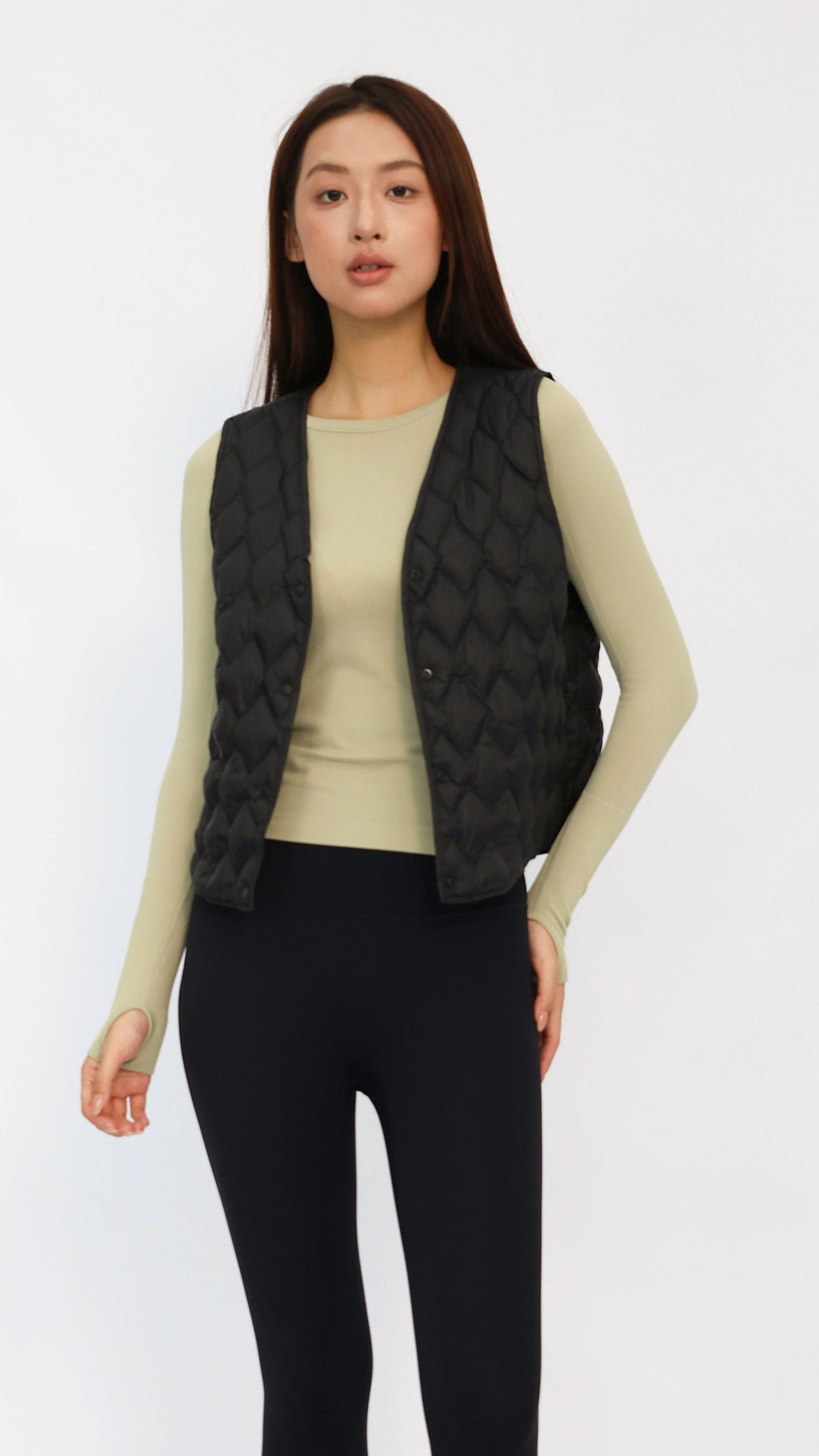 Black Cropped Quilted Vest