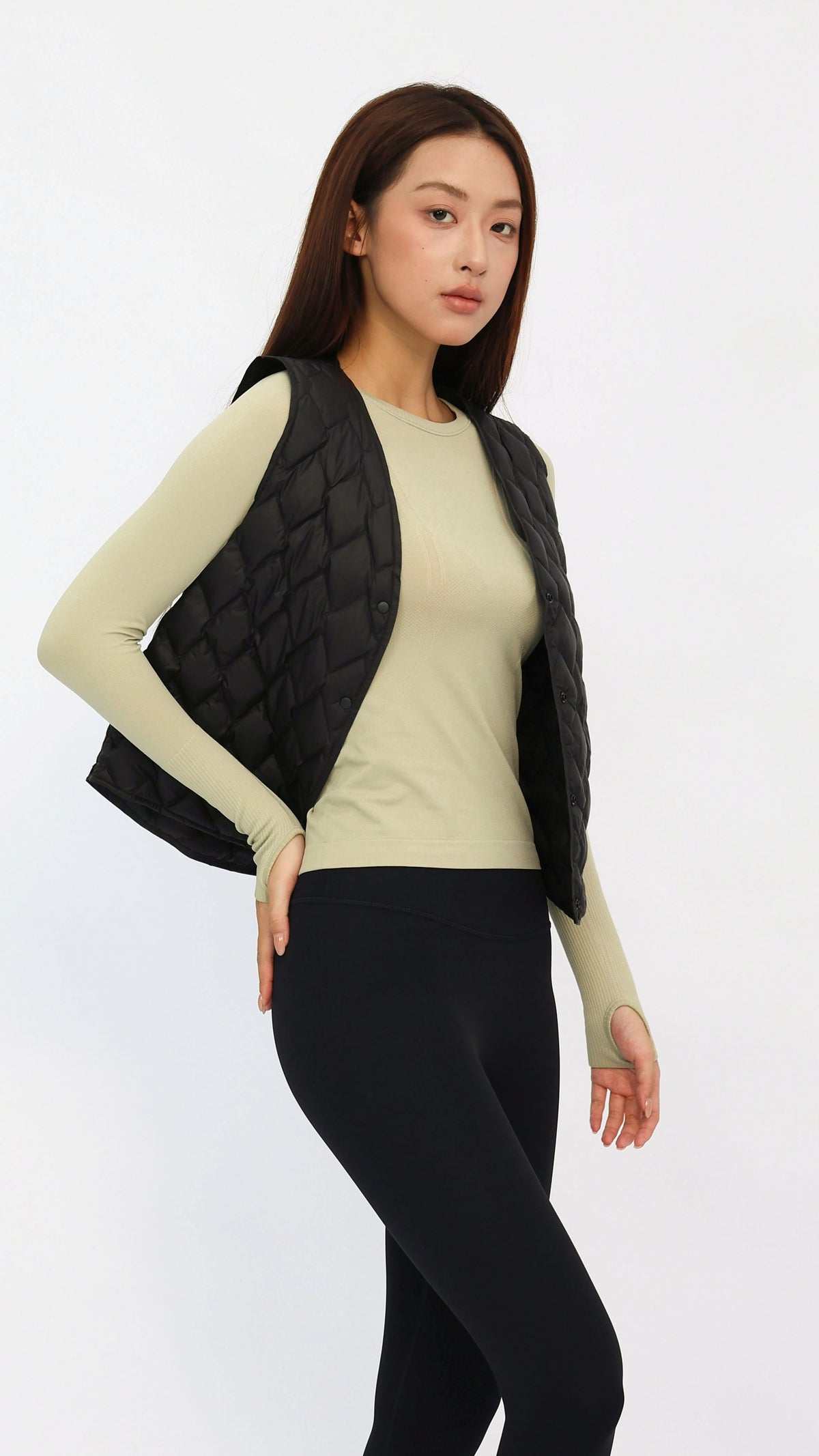 Black Cropped Quilted Vest