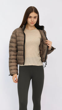 Dark Taupe Contrast Cropped Down Jacket