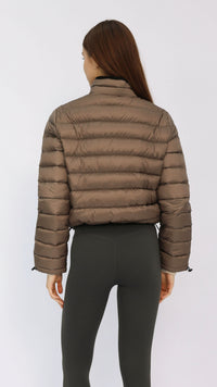 Dark Taupe Contrast Cropped Down Jacket