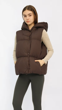 Chocolate Oversized Hooded Down Vest