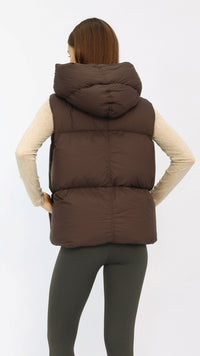 Chocolate Oversized Hooded Down Vest