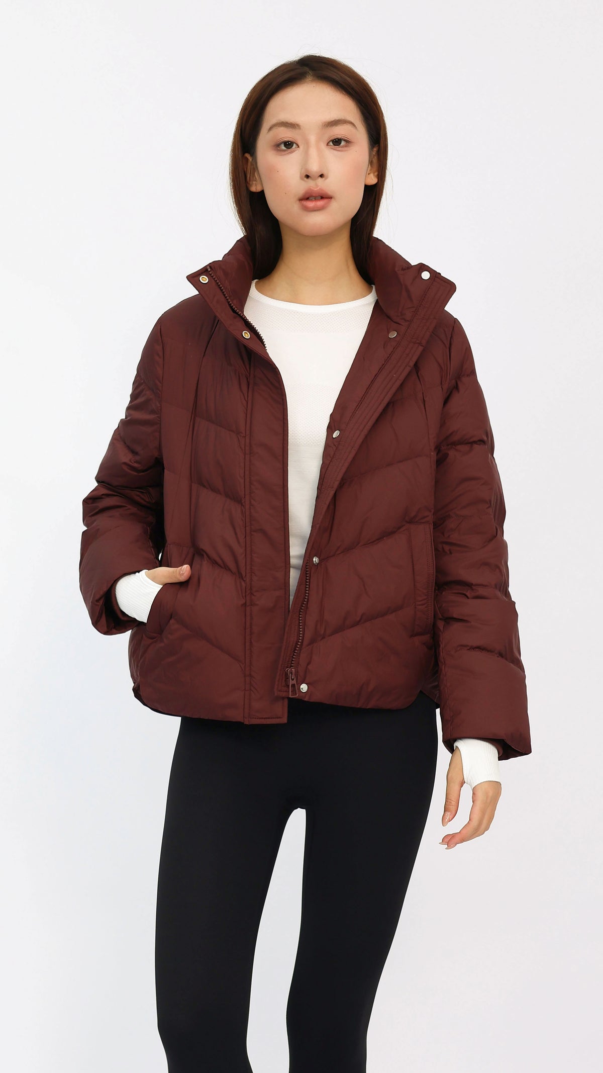 Tate Burgundy Quilted Puffer Jacket