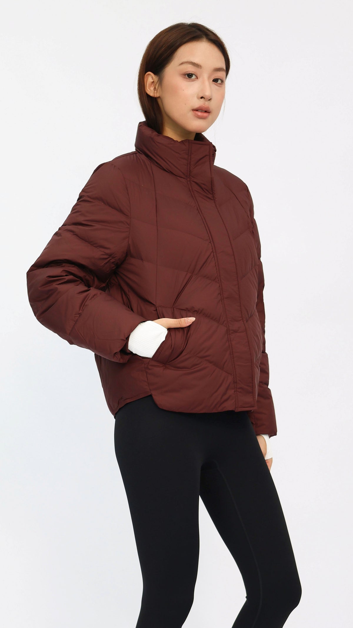 Tate Burgundy Quilted Puffer Jacket