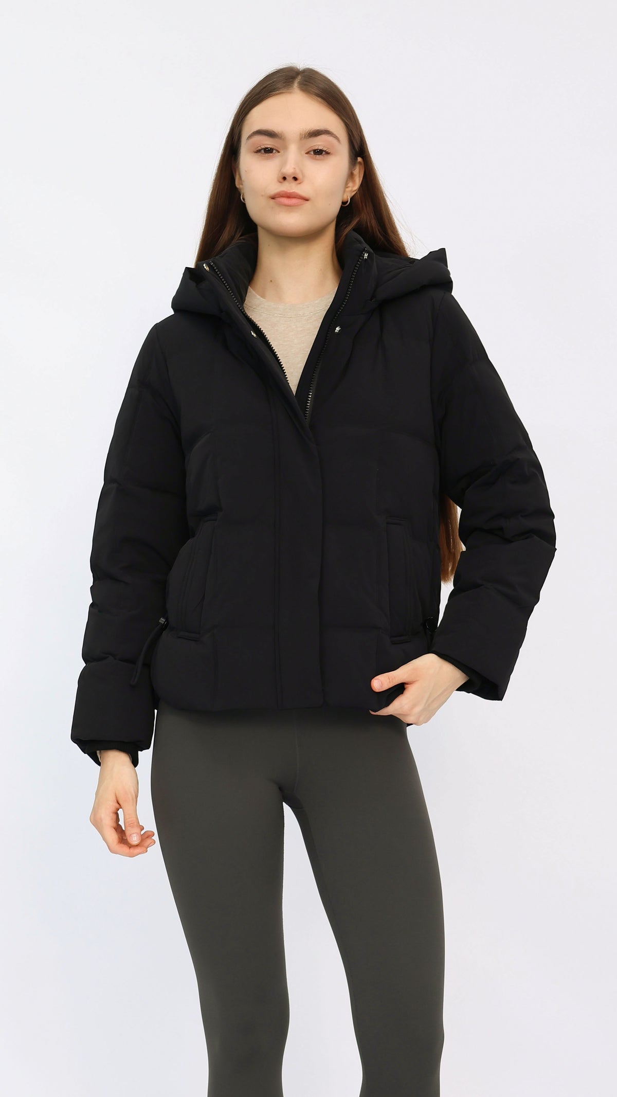 Casey Black Cropped Puffer Jacket