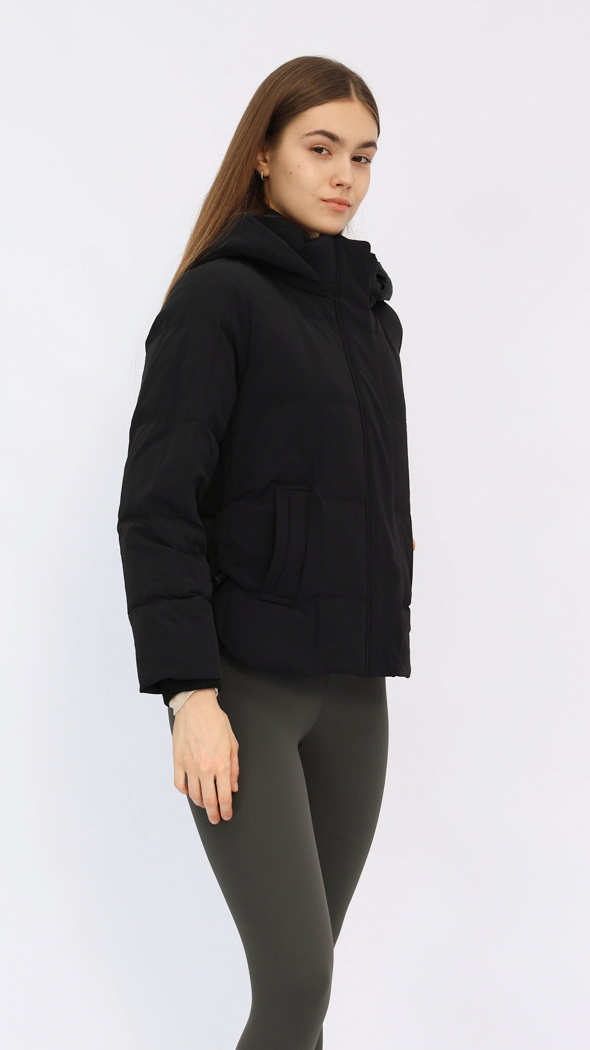 Casey Black Cropped Puffer Jacket