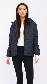 Navy Seam‑Quilted Lightweight Down Jacket