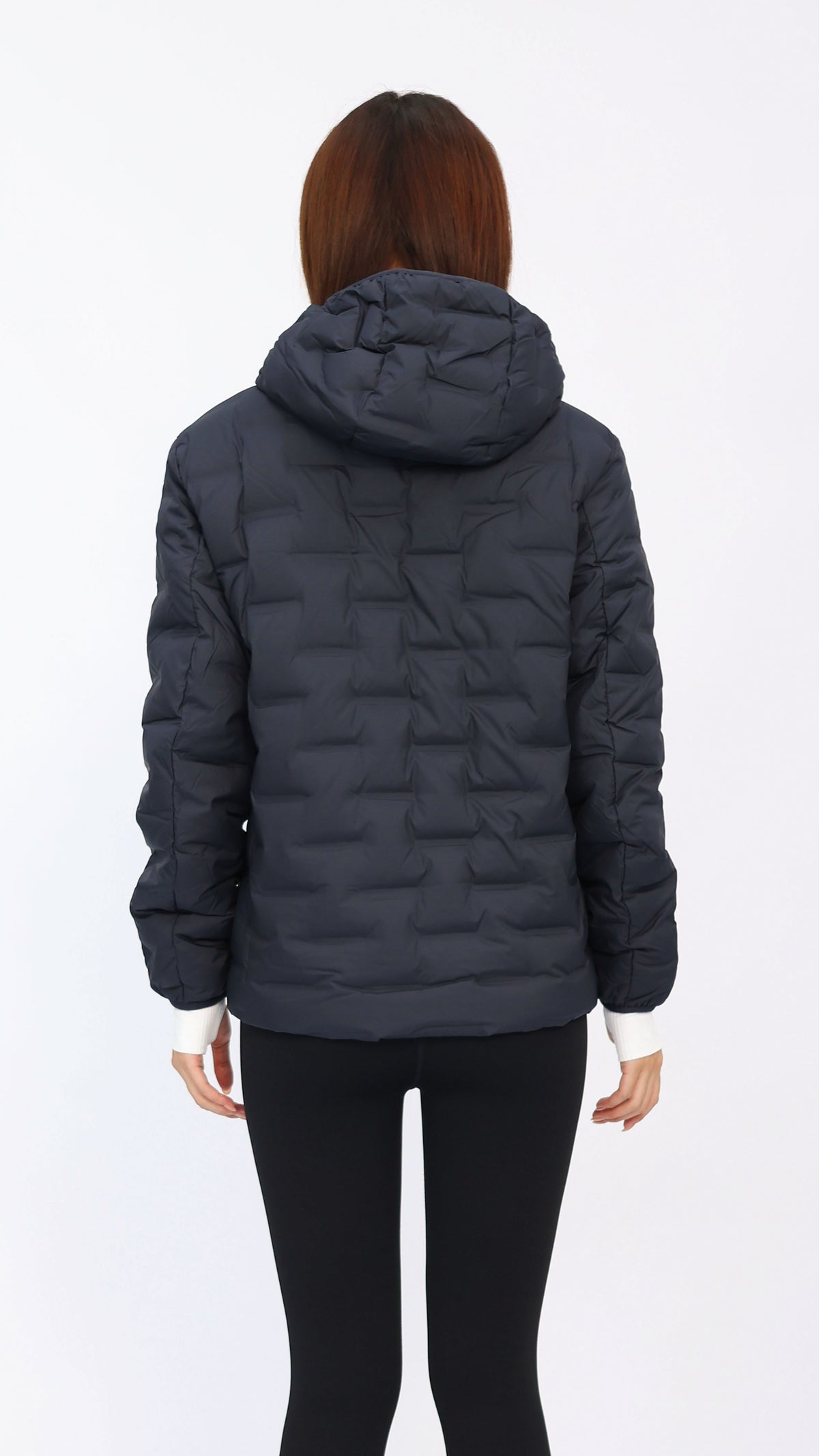 Navy Seam‑Quilted Lightweight Down Jacket