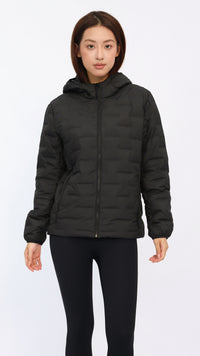 Black Seam‑Quilted Lightweight Down Jacket