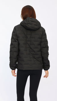 Black Seam‑Quilted Lightweight Down Jacket